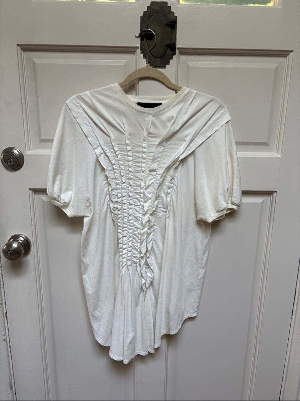 Simone Rocha Women’s White Gathered Front Short Sleeve Top